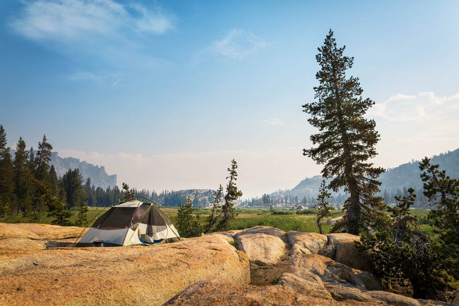 Camping by an Alpine Meadow in High Sierra