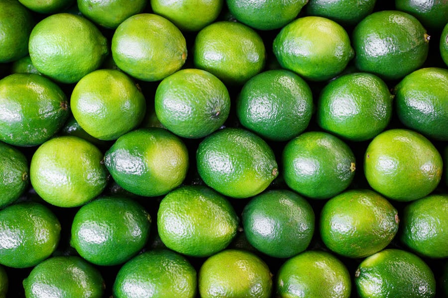 Directly from Above View of Fresh Limes