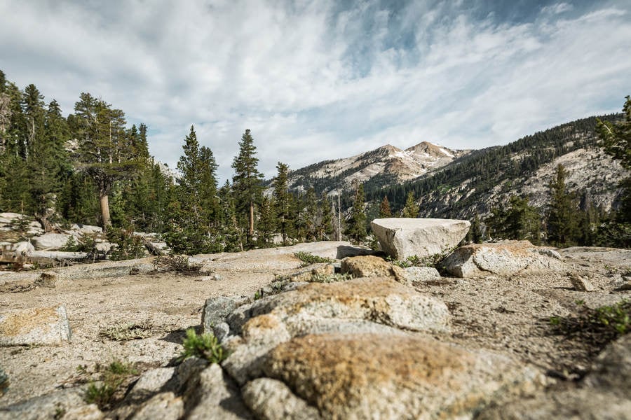 High Sierra Landscape with a Large Granite Boulder
