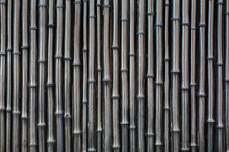 Full Frame Shot of a Bamboo Fence Painted Black