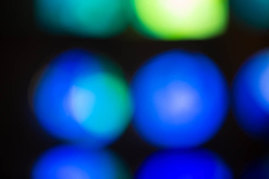 Defocused Abstract Blue and Green Bokeh Lights
