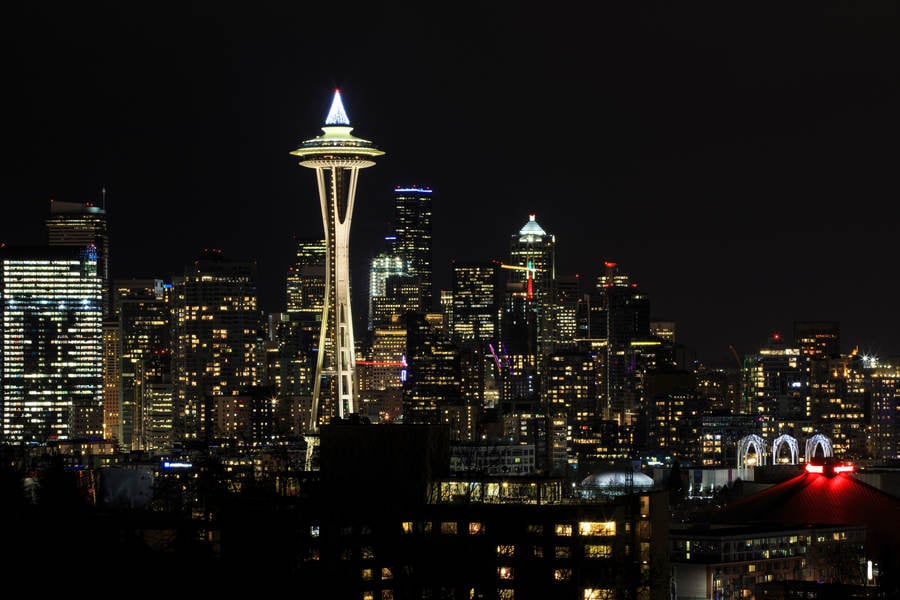 Full-Frame View of Seattle Downtown at Night
