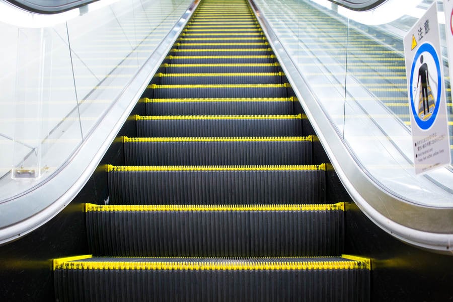 Low Angle View of a Moving Escalator