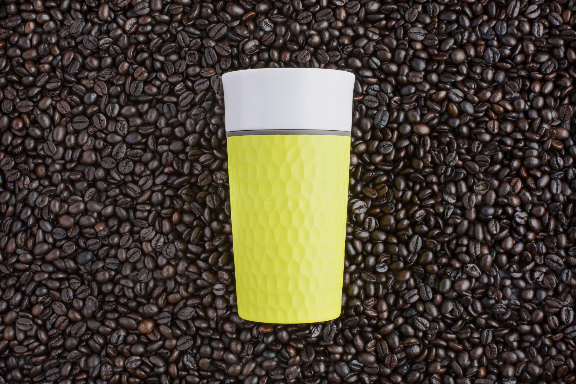 Two-Tone Fluorescent Yellow Coffee Stock Photo - PixelTote