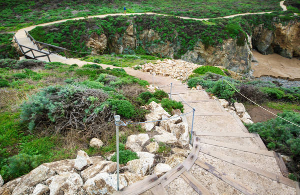 Winding Trail with a Lone Hiker in the Background