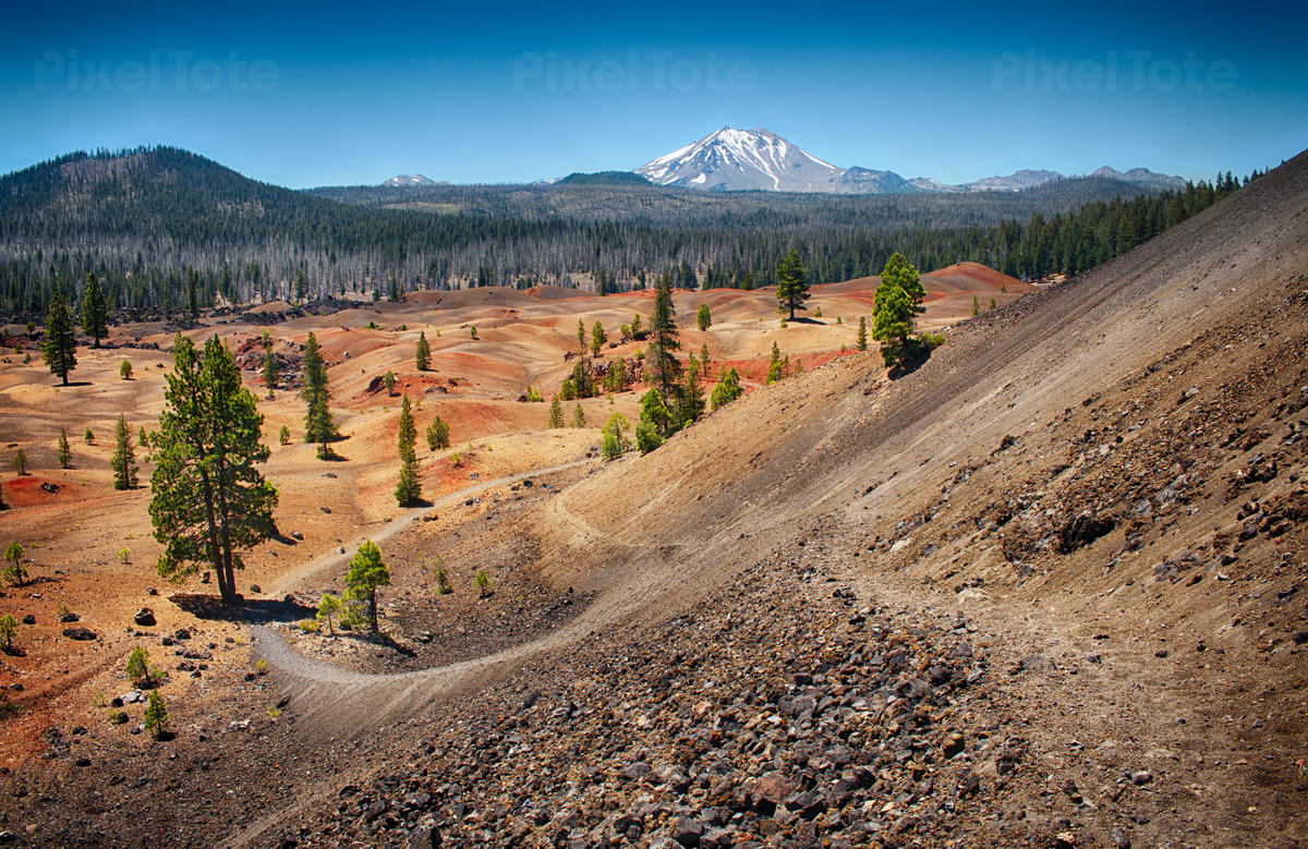 Cinder Cone and Lassen Peak at Stock Photo - PixelTote