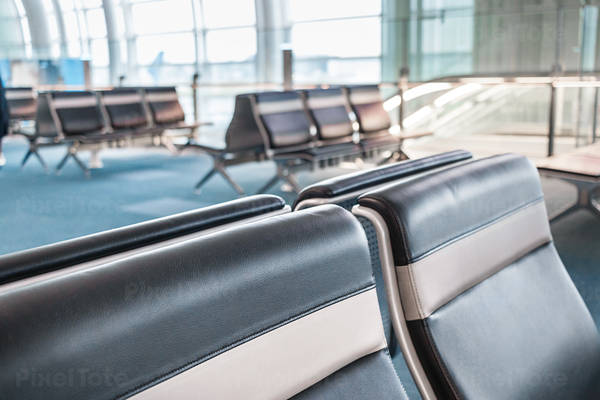 View of Empty Seats in an Airport Lobby