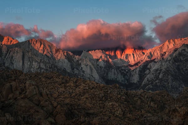Clouds Covering the Top of Mount Whitney During Sunrise