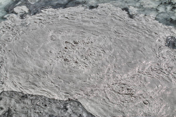 Overhead View of a Bubbling Sulfur Mud Pool