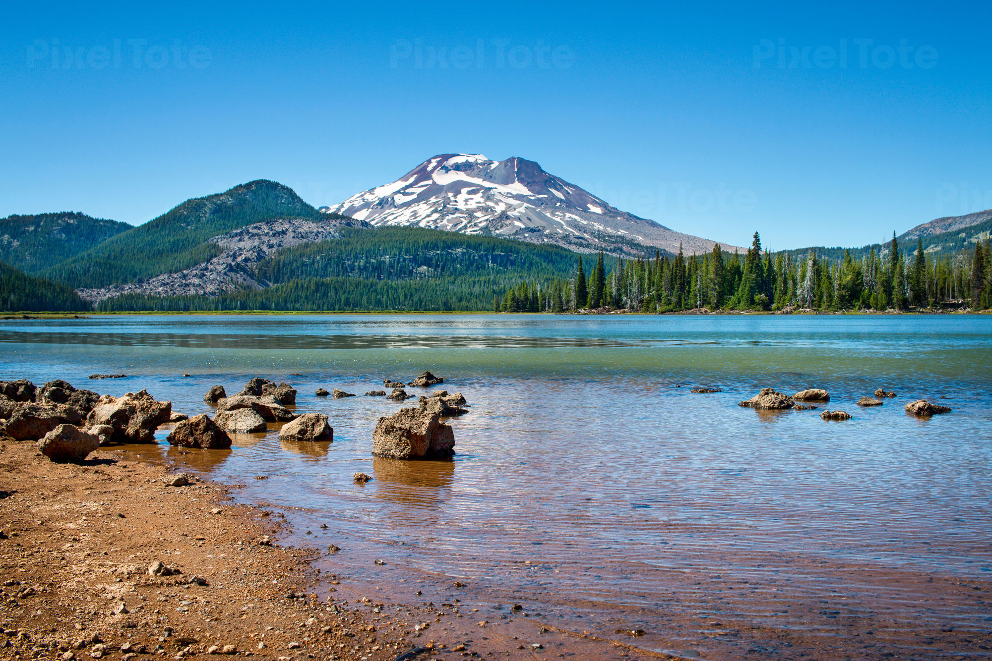 Scenic View Of A Lake And A Volcano Stock Photo Pixeltote