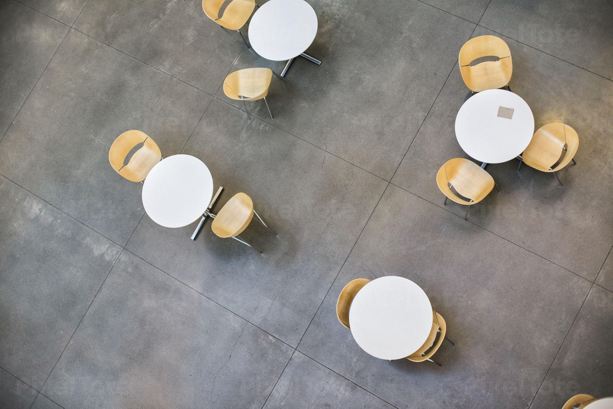 High-Angle View of Sets of Tables Stock Photo - PixelTote