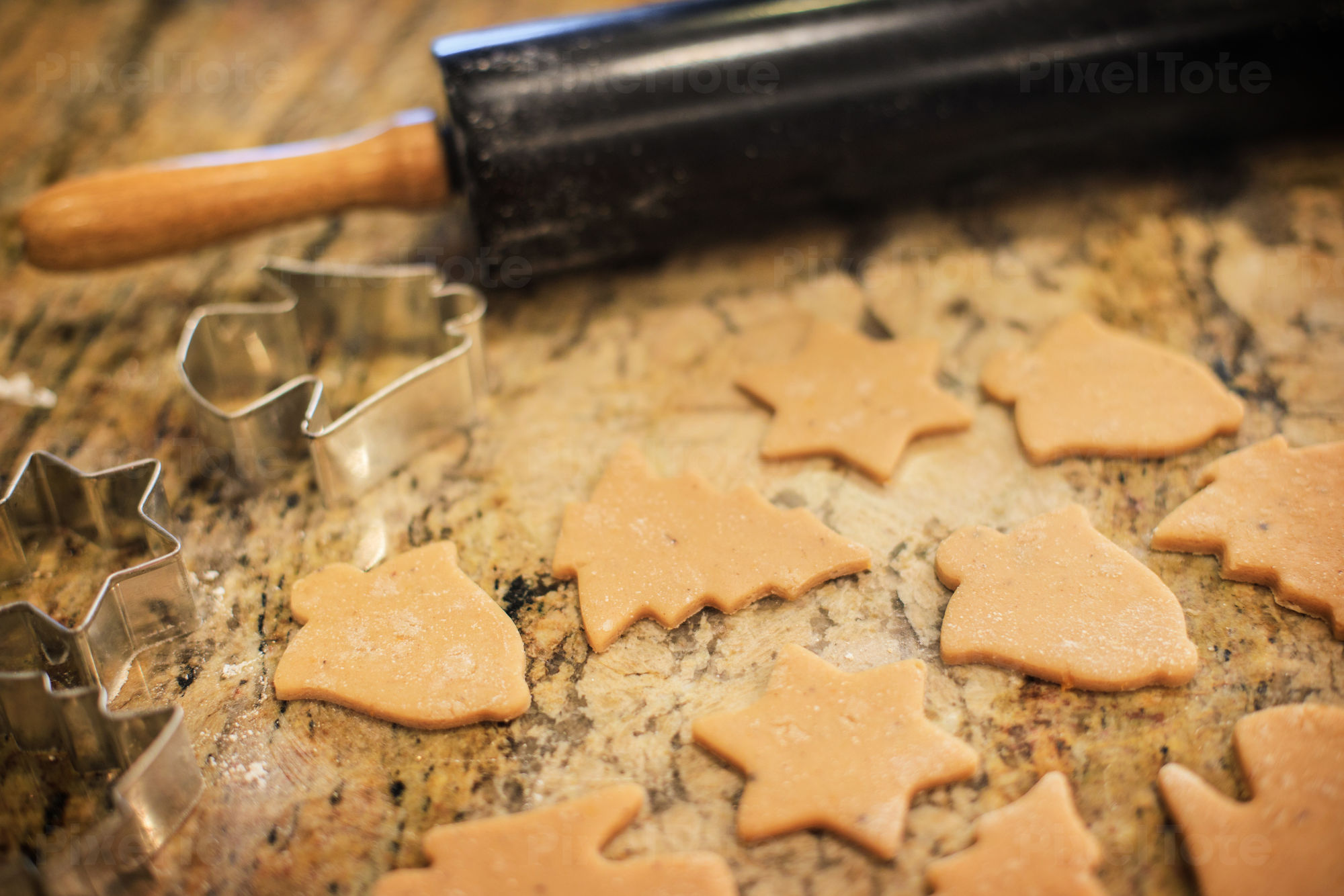 Baking Christmas Cookies At Home Stock Photo Pixeltote