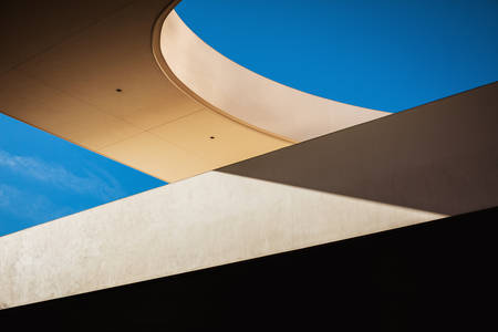 Low-Angle View of a Modern Architecture Against Blue Sky