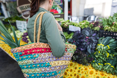 Woman Shopping for Fresh Vegetables at a Farmers Market