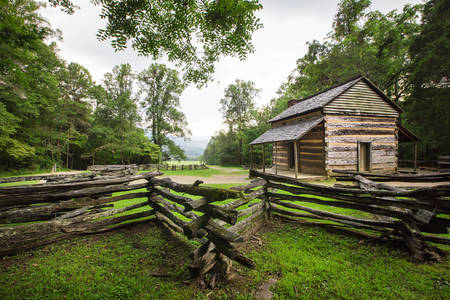 View of a Historical Adobe with a Fence Somewhere in the Smokies