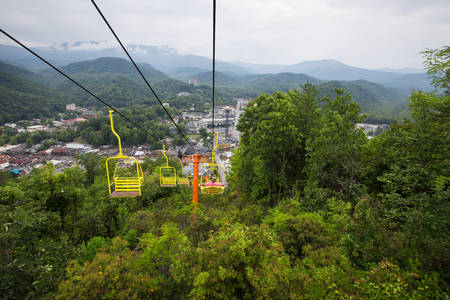 Scenic View of Gatlinburg and Its Surrounding Area from a Chair Lift