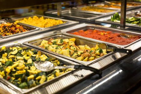 Hot Food Bar with Vegetarian Meals at a Grocery Store