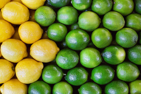 Directly from Above View of Fresh Limes and Lemons